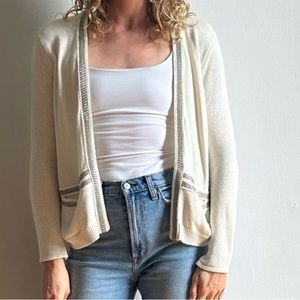 Maje open front Linen & silver beaded cardigan, Beads sparkle Sz1 NWOT perfect.